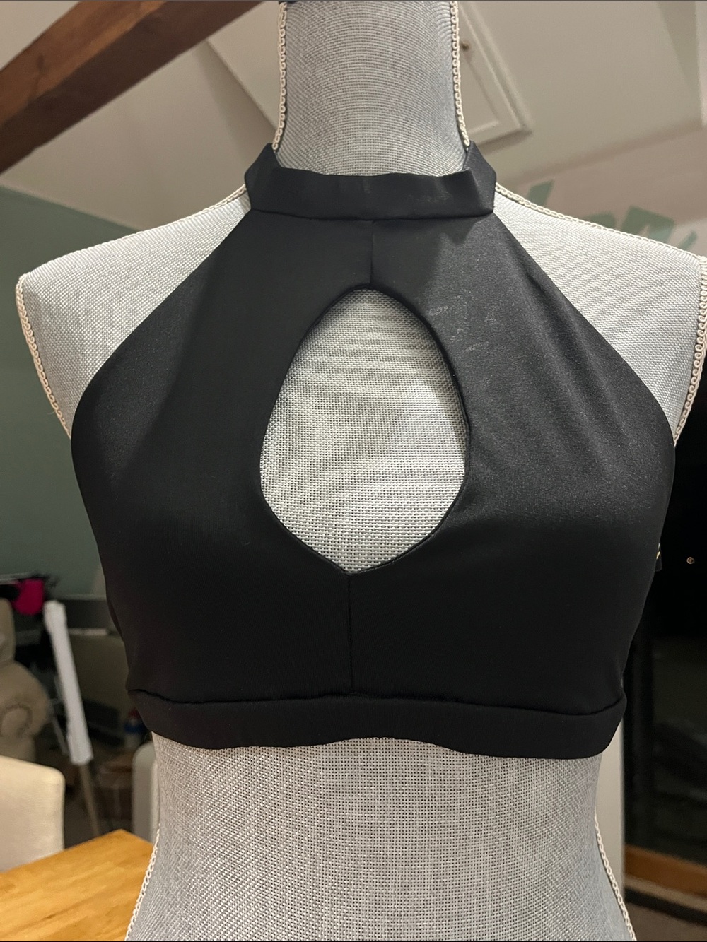cleo Black Halter Keyhole Pole dance Top